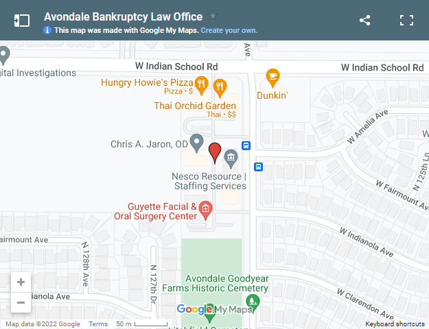 Map to the Avondale bankruptcy law office