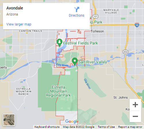 Map of Avondale, Arizona
